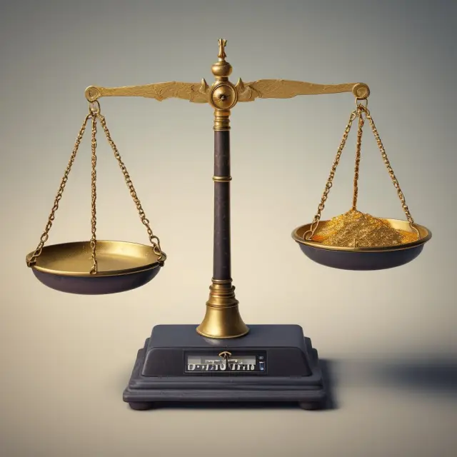 An ancient scale with an overflowing pan representing overcapitalization and an empty pan symbolizing undercapitalization