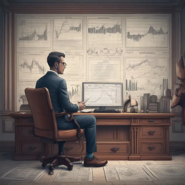 Investor skillfully managing capital flow across financial charts to prevent overcapitalization