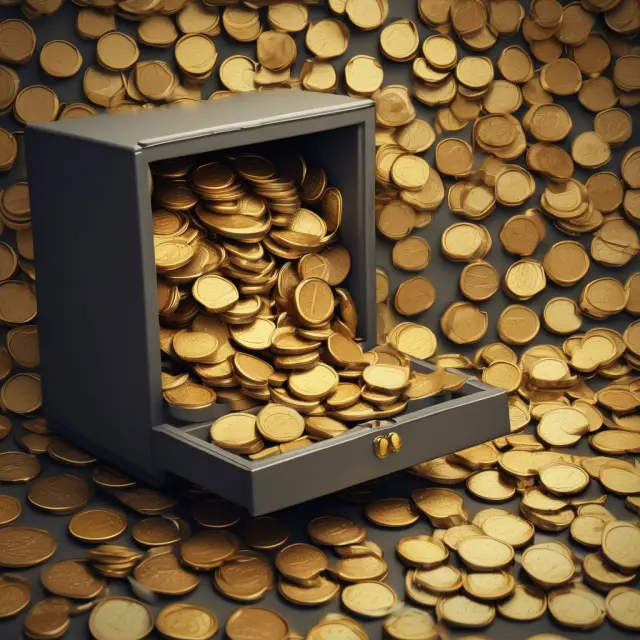 An image of a gold coin-filled vault, symbolizing over-collateralization and its role in securing loans