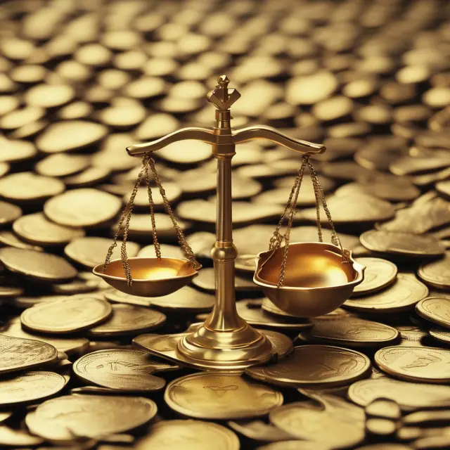 Golden scales weighing assets with excess collateral, enhancing investor security.