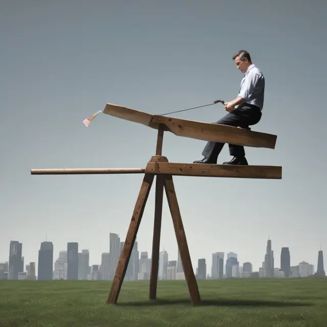 Seesaw representing gains and losses, close to the margin call line