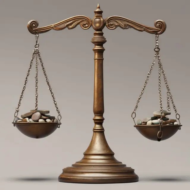 Scales tipping back towards balance, symbolizing companies preventing financial overextension