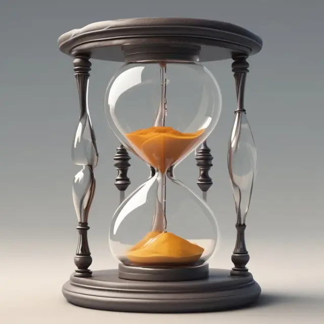 An hourglass representing the concept of time in machine learning, while a machine learning model struggles to find the right balance between complexity and generalization, preventing overfitting.