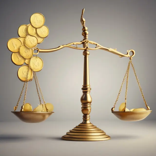 Golden scales balanced by hourglasses and gold coins, symbolizing the importance of accurate overhead rate calculations for pricing