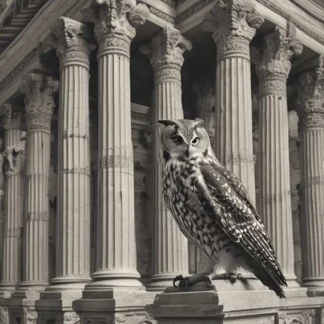 An owl examines different columns symbolizing fixed, variable, and semi-variable overhead costs, aiding investors in understanding company profitability.