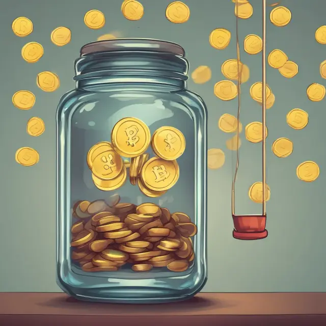 A golden coins jar overflowing represents excess insurance capacity. Insurers balance on a tightrope above, symbolizing the risk of taking on more coverage.
