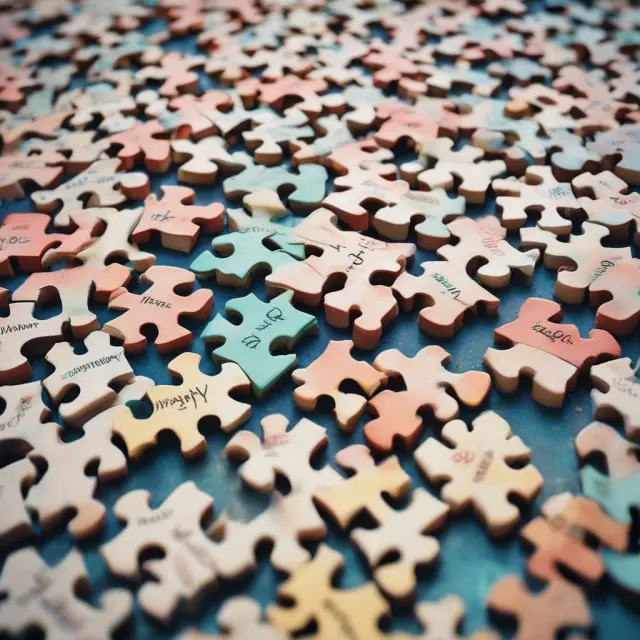 An intricate financial jigsaw puzzle depicts interlocking pieces representing overnight index swaps, symbolizing their role in hedging against interest rate risks and managing financial portfolios.
