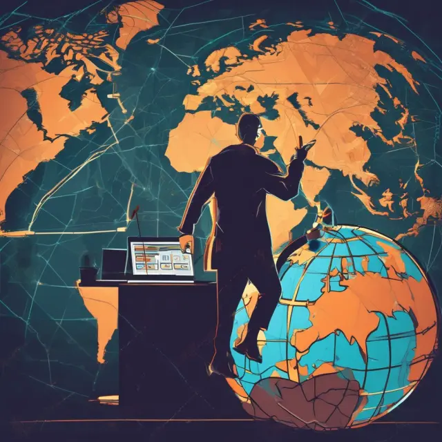 A trader manipulating a globe to switch between day and night, symbolizing continuous Forex trading throughout various time zones