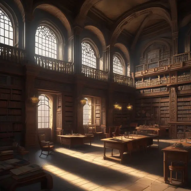 An ancient library filled with scrolls unfurling during extended market hours, offering insights on after-hours trading.