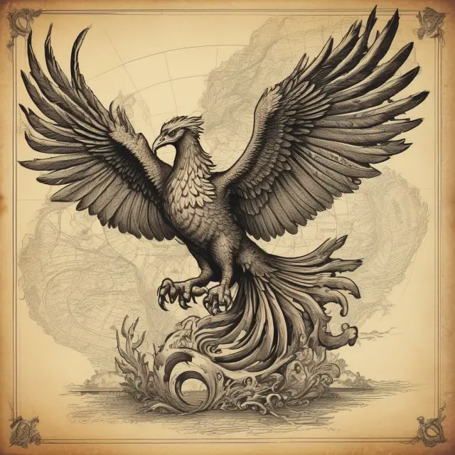 Phoenix emerging from a map, symbolizing OPIC