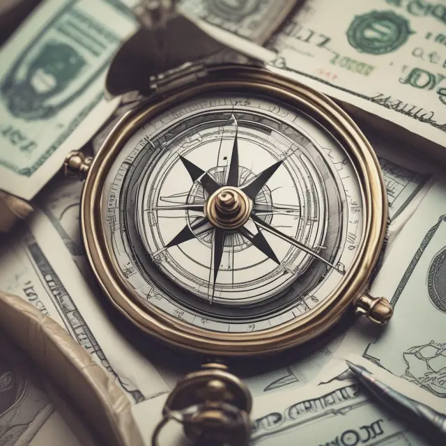 A compass labeled DFC guides investors on a journey with political risk insurance, debt financing, equity investment, and investment funds.