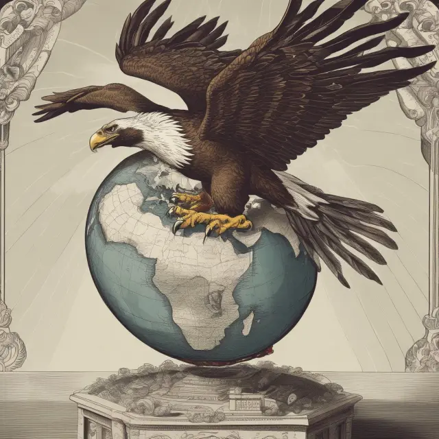An eagle carries the OPIC/DFC torch over a globe, illustrating US foreign policy