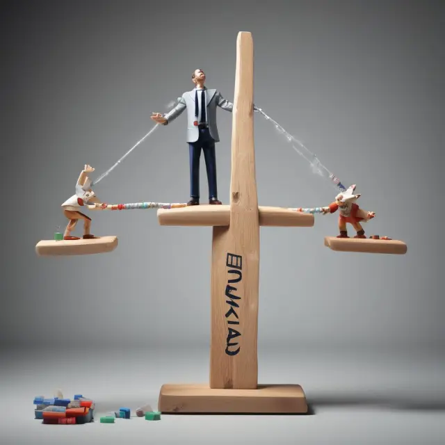 A visualization of the interaction between sticky prices (weights) and exchange rates (teeter-totter