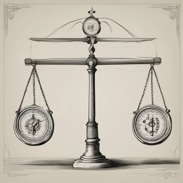 A pendulum representing exchange rates swinging between old and new equilibrium levels in modern international economics