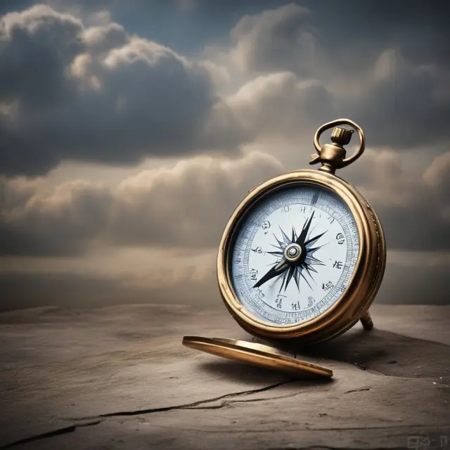 A compass guiding a ship through stormy waters, symbolizing oversold conditions as a crucial navigational tool during market turmoil