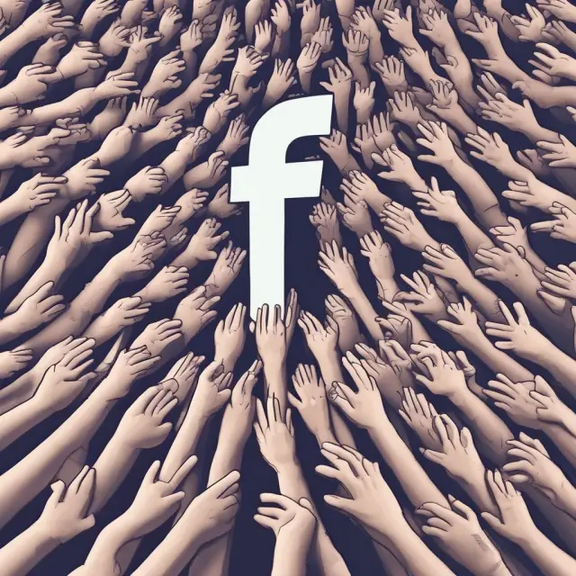 Facebook logo surrounded by hands symbolizing investor demand in an oversubscribed IPO, reflecting the company