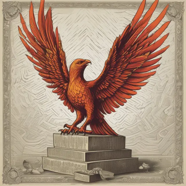 Phoenix rising from stocks, representing a company