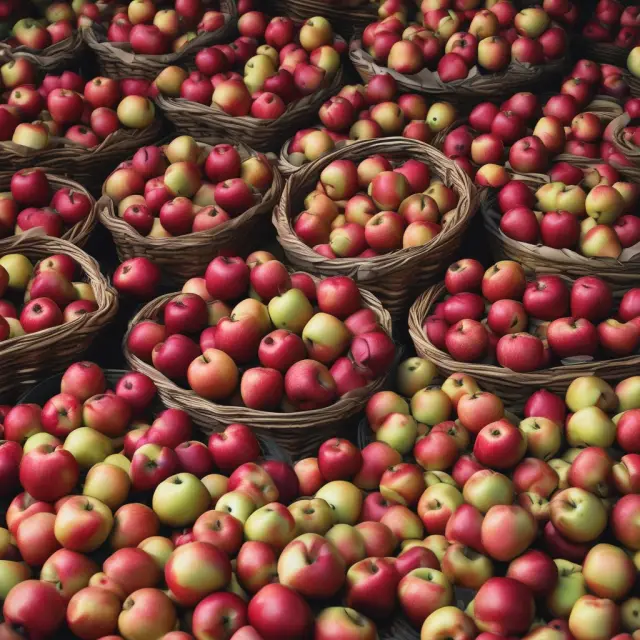 An image of a cornucopia brimming with apples represents an oversupply in the fruit market, highlighting an abundance that exceeds demand
