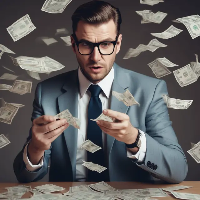 Broker overtrading or churning, a broker in a suit shuffling stock market cards instead of aligning with clients