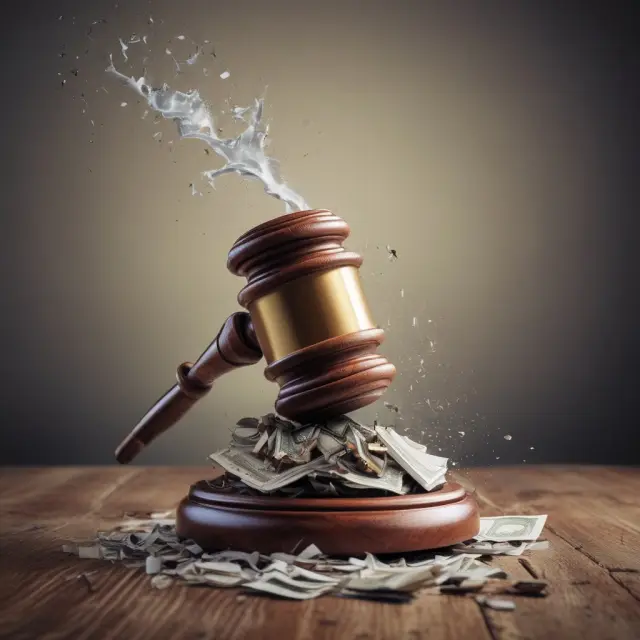 Image: A regulatory gavel crushing a quill, symbolizing the protection of investors from broker overtrading.