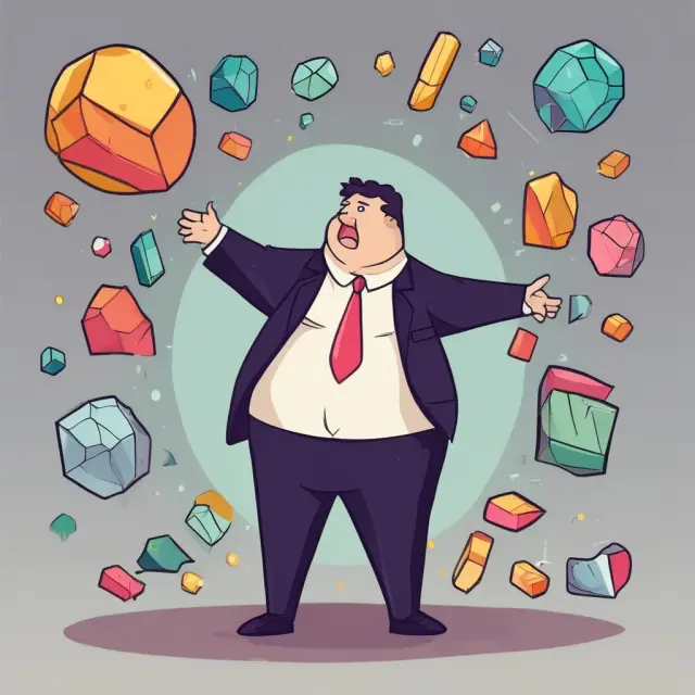 A professional investor deftly juggles various gems representing overweight investments in sectors and stocks.