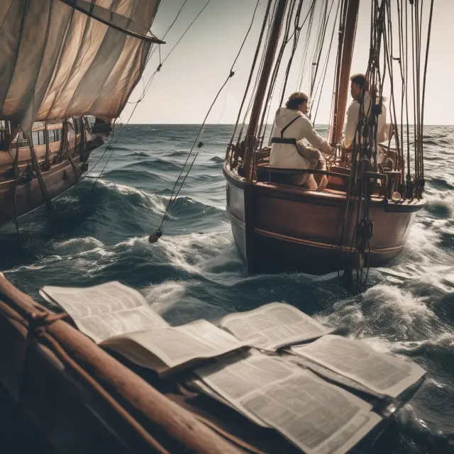 Investor managing overwriting strategy, sailing through market conditions, with an option contract in hand