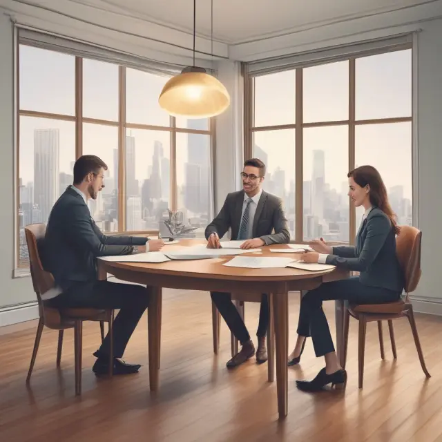 Buyer and seller discussing terms of an owner-financed transaction, symbolizing the flexibility and potential advantages of this arrangement