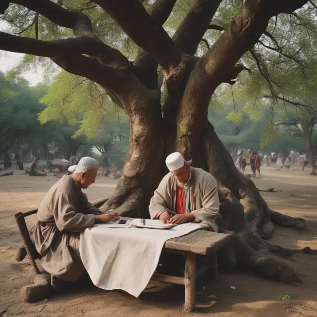 An ancient tree represents negotiation as seller and buyer discuss contract terms for owner financing
