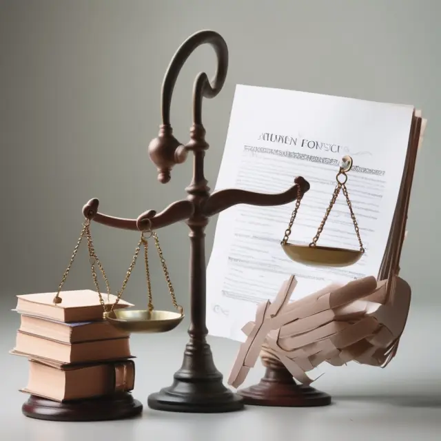 A scale of justice holding a mortgage file on one side and an owner-occupancy certification on the other, emphasizing honesty during loan applications.