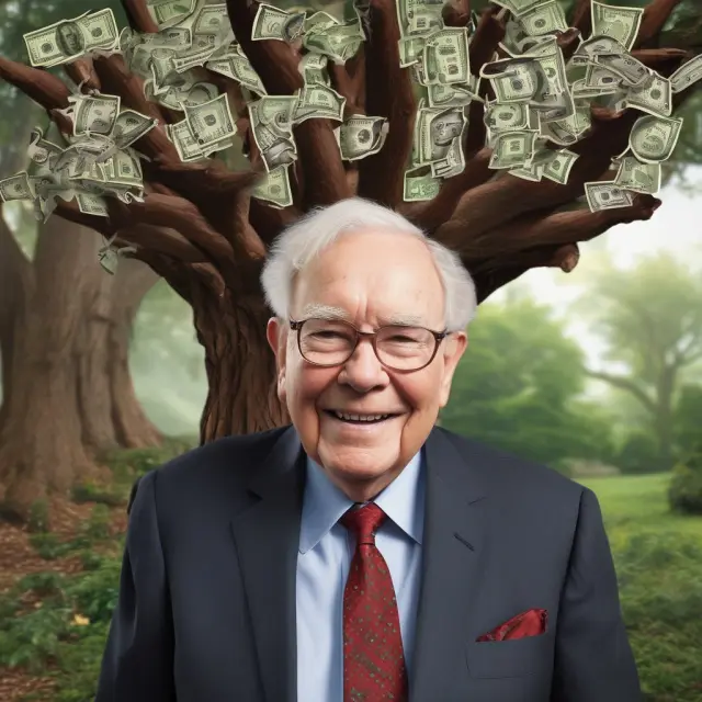 A mature tree laden with apples representing the fruits of investor gains through Warren Buffett