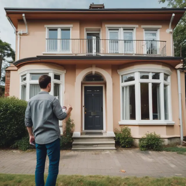 Surveyor taking measurements of a house as comparison to nearby rentals, symbolizing calculating OER