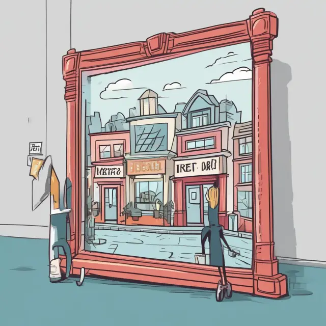 An image of a mirror reflecting various market rental prices, with a person thinking deeply to estimate the Owners