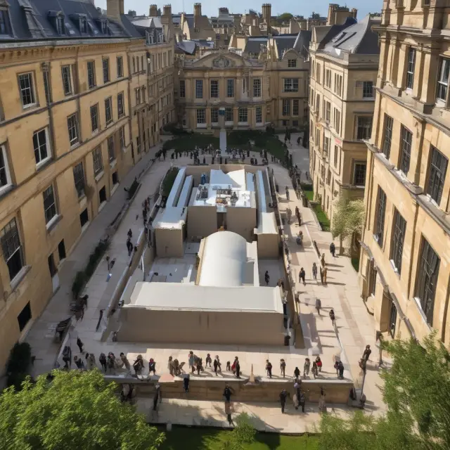 An ornate time capsule opens, revealing Oxford Centre for Management Studies evolving into the esteemed Saïd Business School