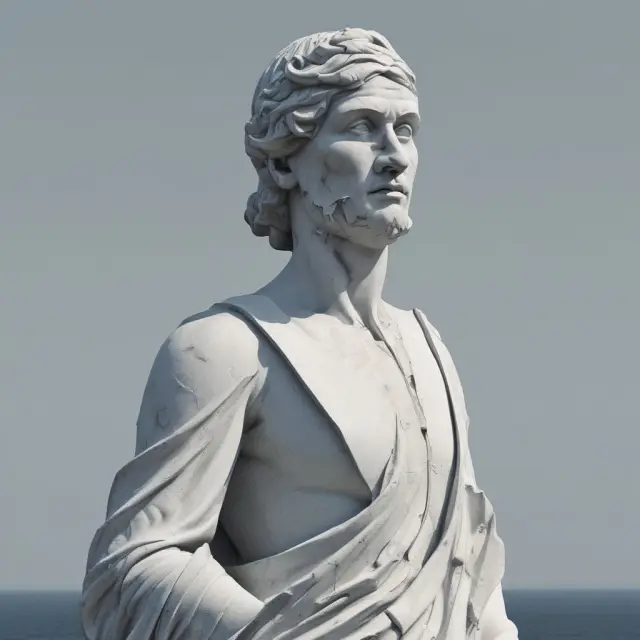 A statue of truth, representing statistical significance, blindfolded, surrounded by hidden icebergs symbolizing false positive and negative errors in p-values interpretation.