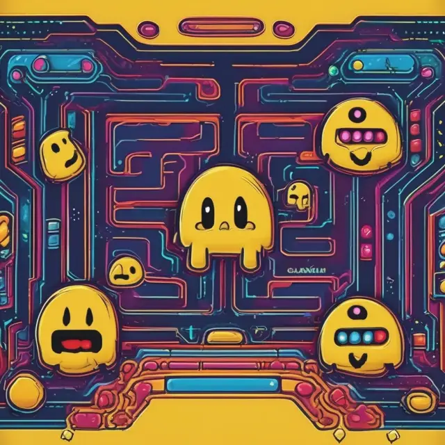 An image of Pac-Man eating market trend symbols to adapt and survive