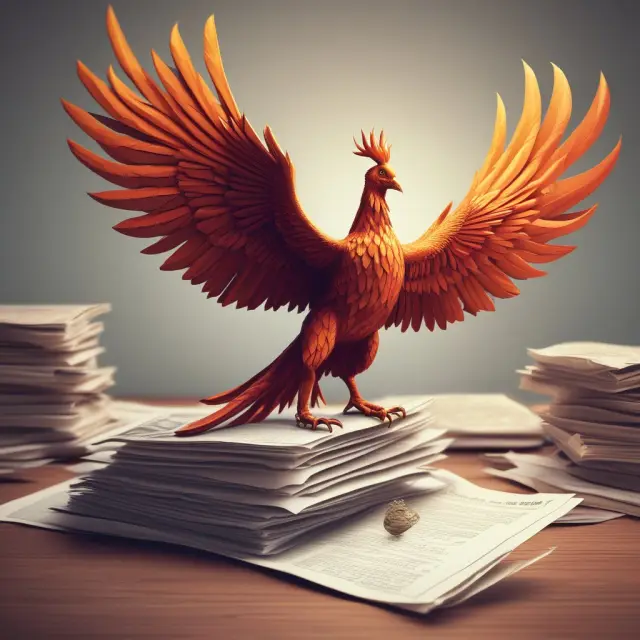 Phoenix bird emerging from accounting papers, representing Paid-Up Capital