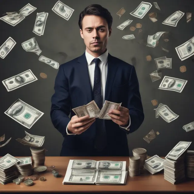 Trader balancing virtual and real currency balls, demonstrating the emotional and psychological challenges of managing paper trades versus real trading