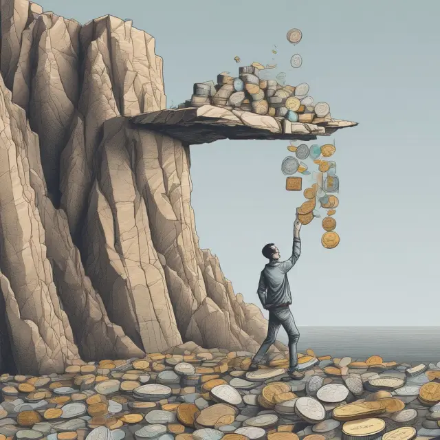 Person contemplating between two stacks - paper money and real coins - representing the dilemma in paper trading
