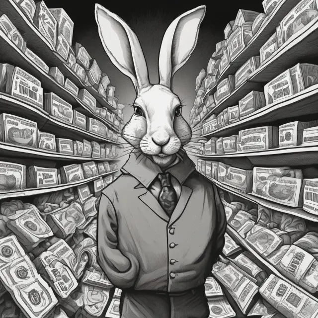A golden rabbit symbolizing consumption vs savings in Keynesian economics, illustrating the paradox of thrift and its influence on economic growth