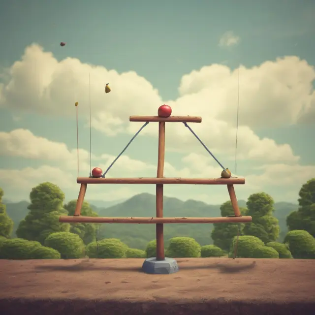 A seesaw with an uneven balance of input and output elements illustrates the Pareto Principle