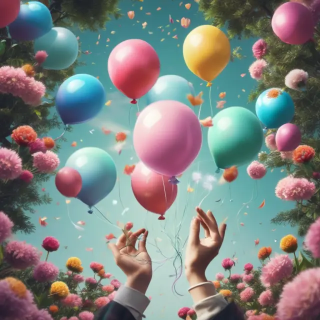 Three balloons labeled 
