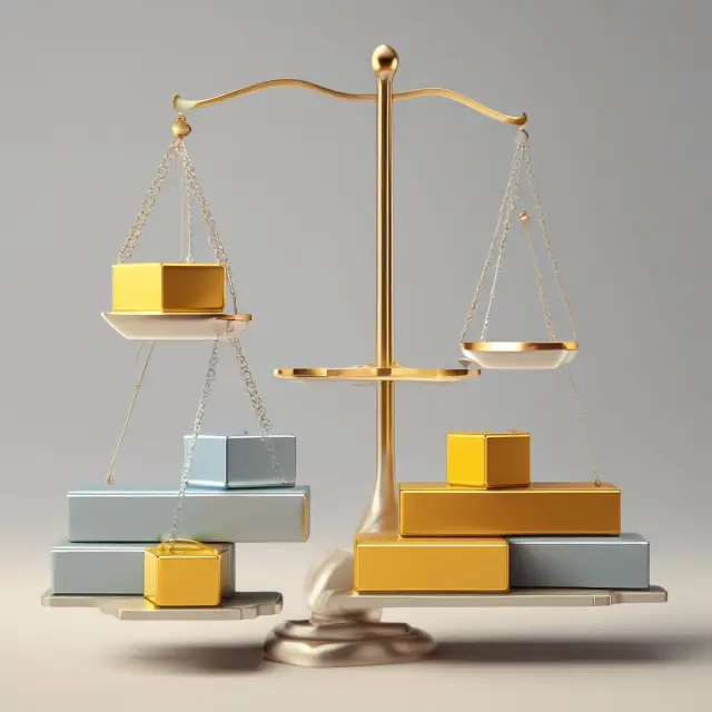 Visualization of the Pareto Principle with gold blocks representing essential tasks and silver blocks representing secondary tasks