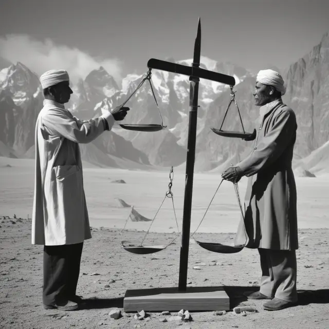 Two bondholders holding a balance scale, illustrating the equal distribution of assets and repayment between pari-passu bonds