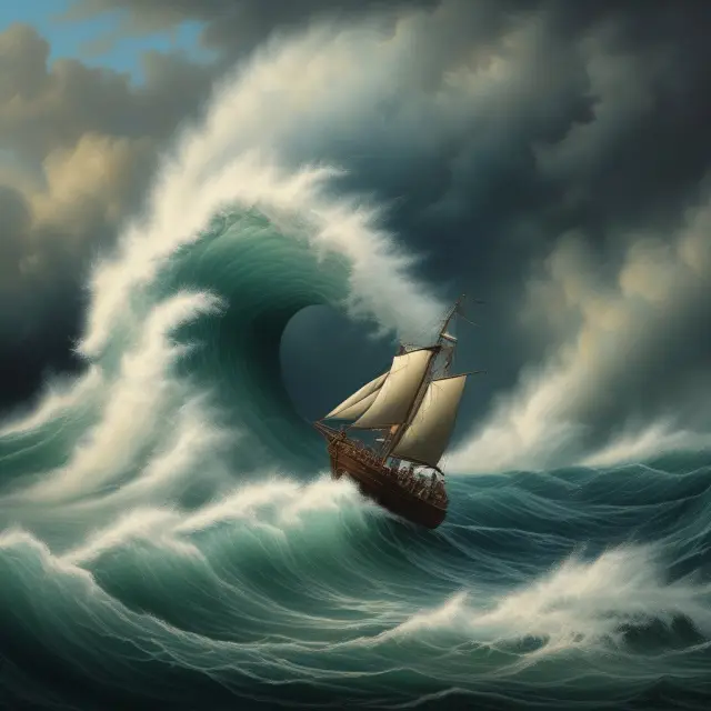 Metaphorical depiction of interest rate waves affecting the par value of a bond