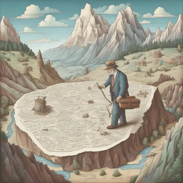 A man scaling a mountain represents navigating the tax implications for passive income and losses, while a map symbolizes understanding the regulations