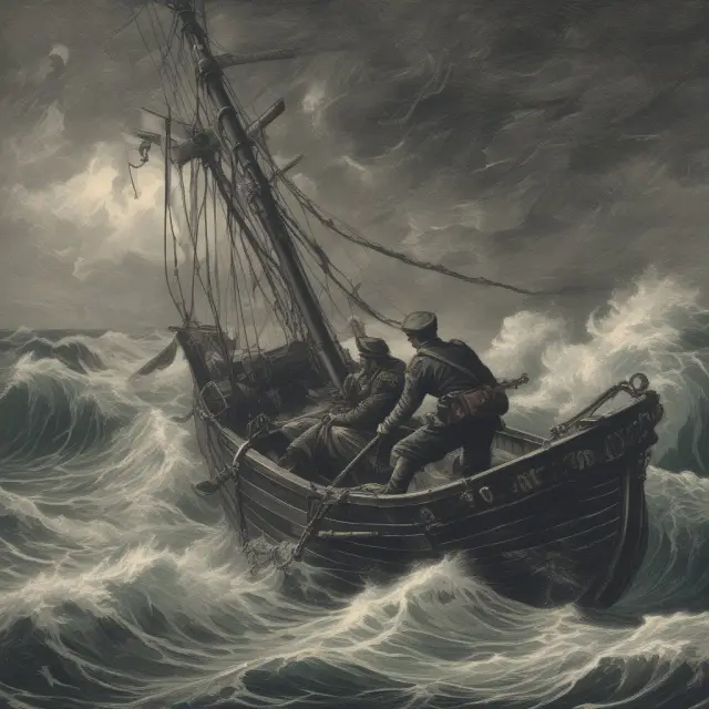 Man managing passive losses as a sailor in rough waters, using an anchor to hold on and plan for future tax benefits