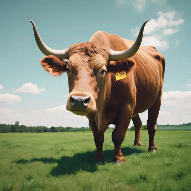 A peaceful bull enjoying a vast field of low-cost passive investment options, representing the benefits of lower fees, transparency, and tax efficiency