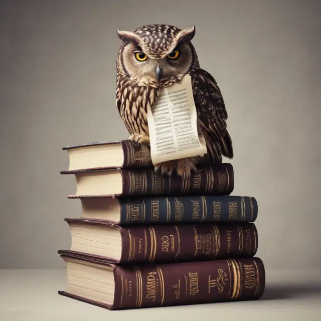 A wise owl holding a tax code scroll studies a stack of books about passive investing, symbolizing understanding and optimization