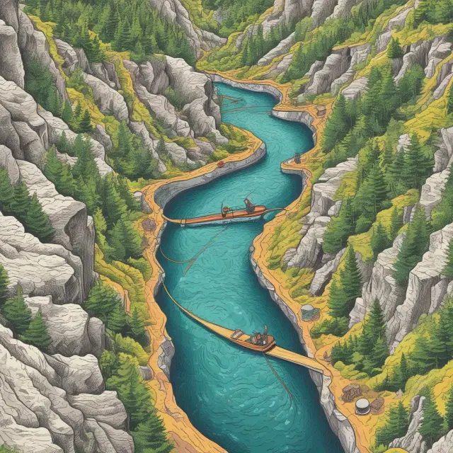 Person sailing through a winding river, using payment reminders as lifebuoys to prevent missed payments