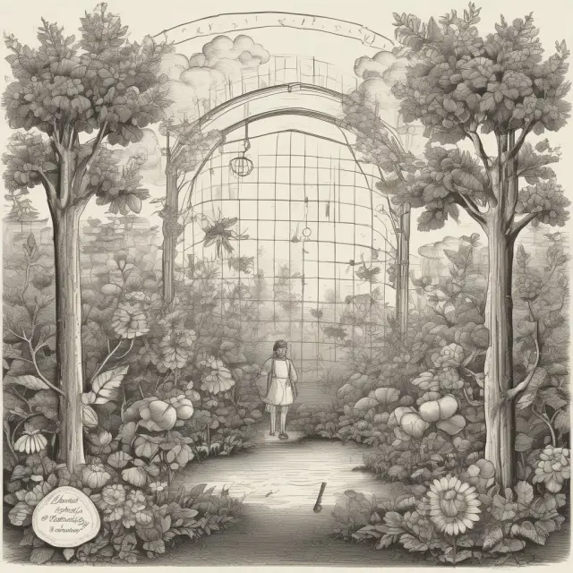 An inventor tending a flourishing garden of patent applications, symbolizing creativity and growth